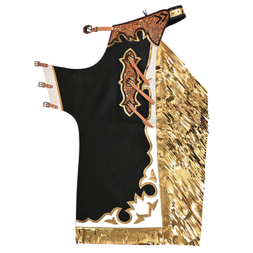 HILASON Pro Rodeo Bull Riding Chaps Genuine Leather Black